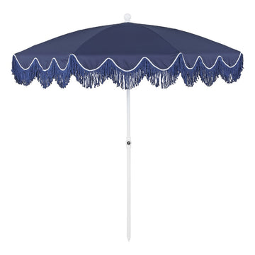 Mariner 6.5 ft. Classic Cottage Fringe Tassel Market Beach Umbrella